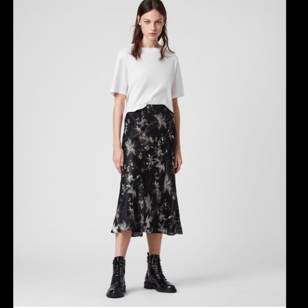 All Saints ELLY SILK BLEND EVOLUTION SKIRT